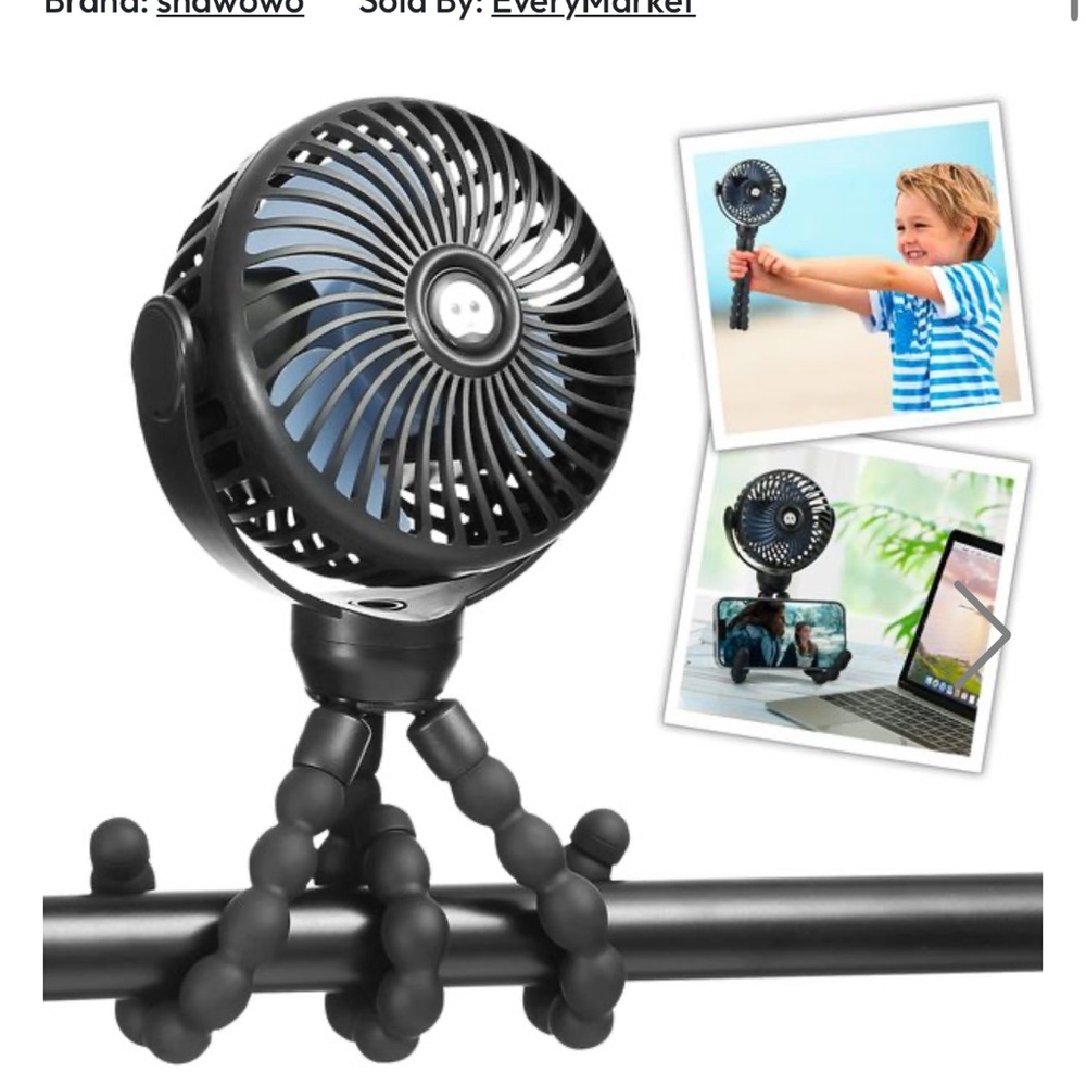 Black Portable Fan with Flexible Tripod